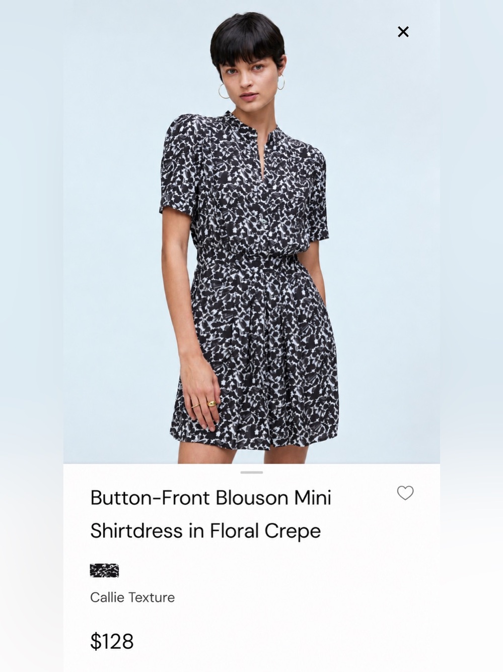 Madewell Black and White Floral V-Neck Dress